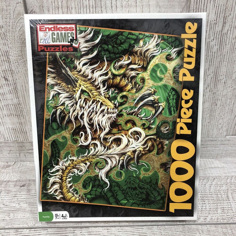 NIB Rod Fuchs Endless Games 1000 Piece Dragon Puzzle 2009 19" x 26" for 12+